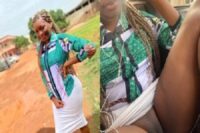 Naija girl opens her gown upskirt as she flash her toto pics